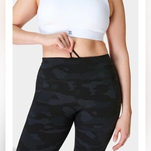 Sweaty Betty Power Workout Leggings Full Length Black Camo Size Small